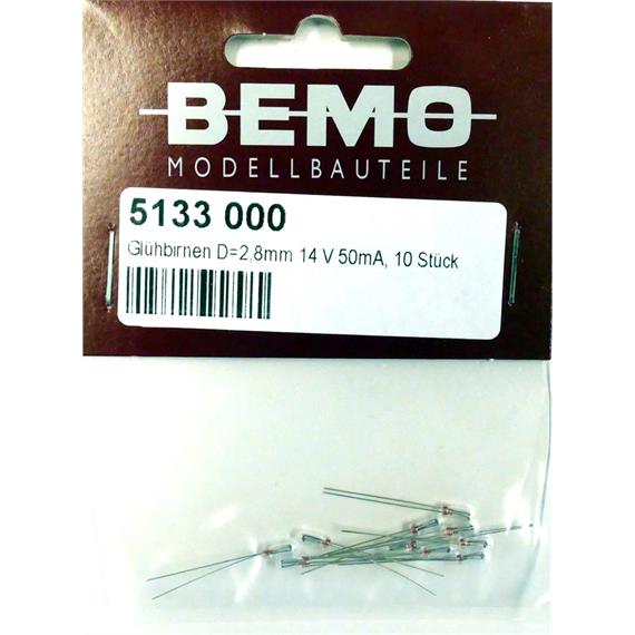 Bemo 5133 000 Glühbirnen D=2,8mm 14V 50mA, 10 Stück