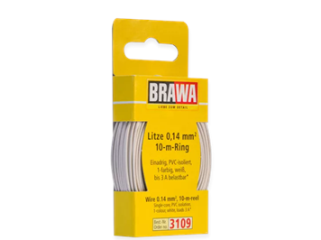 Brawa 3109 Litze 0,14 mm², weiß , 10 m