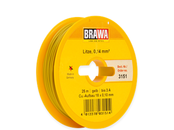 Brawa 3151 Litze 0,14mm gelb, 25m