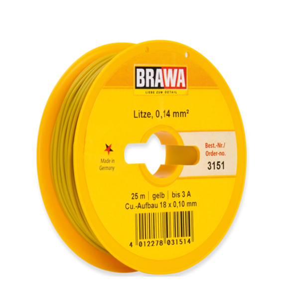 Brawa 3151 Litze 0,14mm gelb, 25m