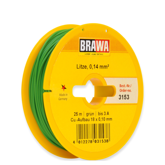 Brawa 3153 Litze 0,14mm grün, 25m