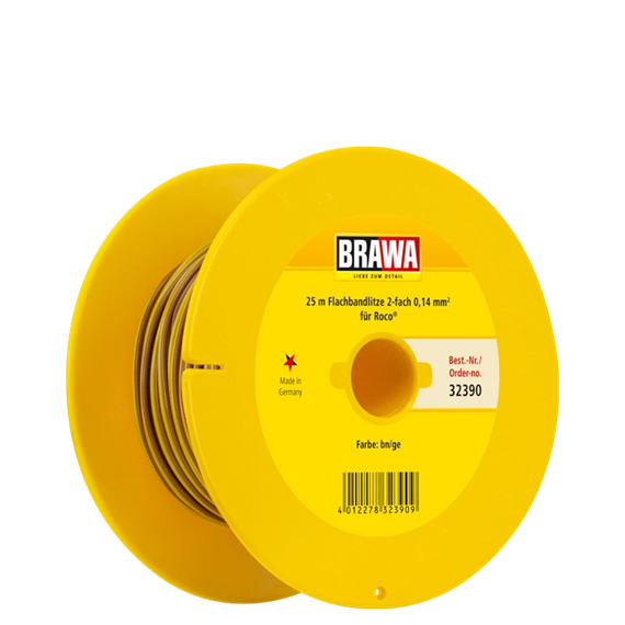 Brawa 32390 Doppellitze 2adrig braun/gelb, 25 Meter, 0.14 mm2