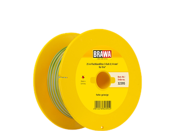 Brawa 32395 Flachbandlitze 3 - farben gelb/weiss/grün, 0,14 qmm, 25 m