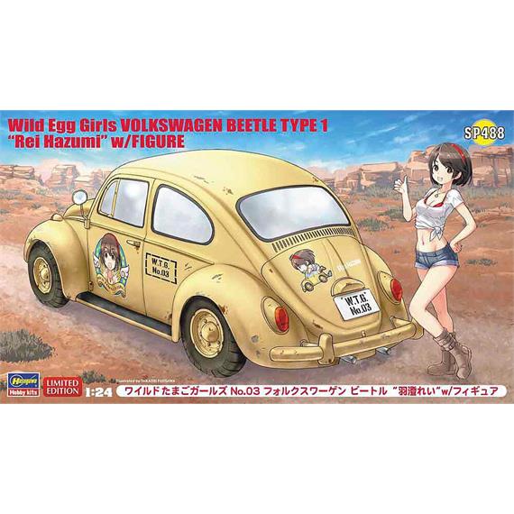 Hasegawa 652288 Wild Egg Girls, VW Käfer mit Figur Rei Hazumi - Massstab 1:24