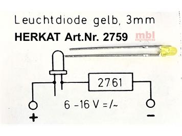 HERKAT 2759 Leuchtdiode gelb, 3 mm