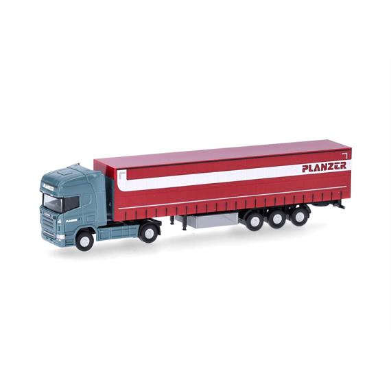 Herpa 066860 Scania R Tieflader Gardinenplanen-Sattelzug "Planzer" - N (1:160)