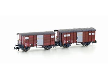 Hobbytrain H24254 BLS 2 gedeckte Güterwagen, 1x K2 und 1x K3, braun, Ep. IV - N (1:160)