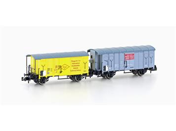 Hobbytrain H24255 SBB 2 gedeckte Güterwagen 1x K2 Maggi, 1x K3 Le Coultre, grau, Ep. II