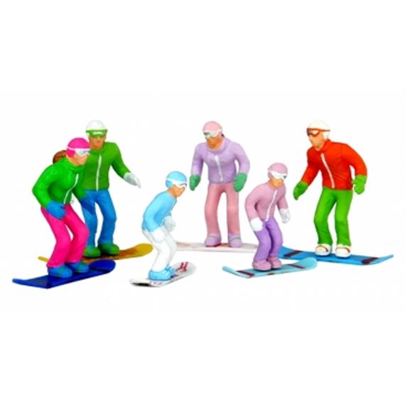 Jägerndorfer 54300 6 sitzende Winterfiguren mit Snowboards 1:32