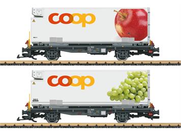 LGB 45887 RhB Containerwagen 2er-Set “coop®“ - Spur G IIm (1:22,5)