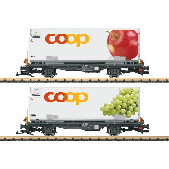 LGB 45887 RhB Containerwagen 2er-Set “coop®“ - Spur G IIm (1:22,5)