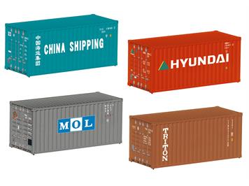 Märklin 76553 Vier 20ft.-Standard-Boxcontainer unterschiedlicher Firmen - H0 (1:87)