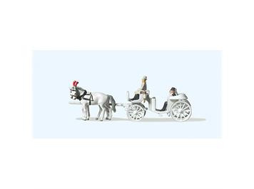 Preiser 79479 Hochzeitskutsche offen mit Pferden - N (1:160)