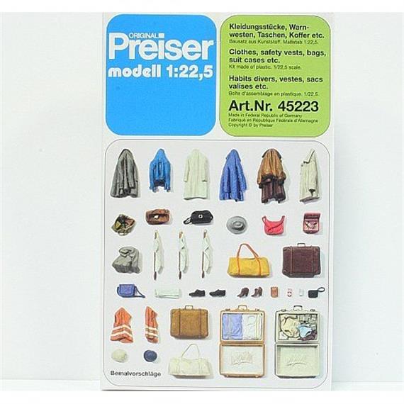 Preiser Kleidungsstücke, Warmwesten, Taschen etc. 1:22,5