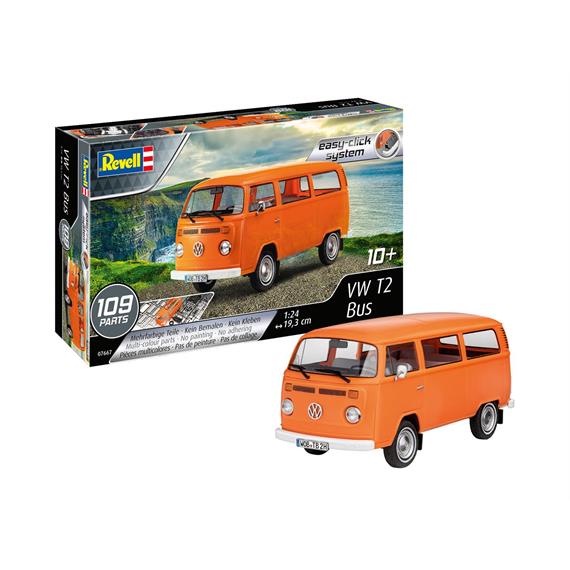 Revell 67667 Model Set VW T2 Bus (easy click), Bausatz, Maßstab:1:24