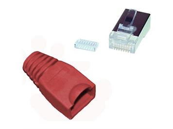 Westernstecker RJ45 mit Einführhilfe und Tülle rot (6895914)