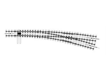 Bemo 9112 000 Bogenweiche rechts 1:7, R1 = 1300 mm, R2 = 2600 mm, Spurweite 22,2 mm