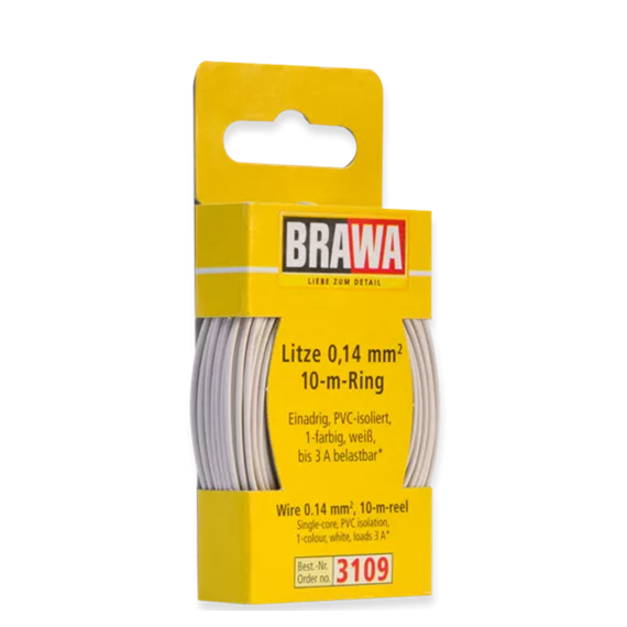 Brawa 3109 Litze 0,14 mm², weiß , 10 m