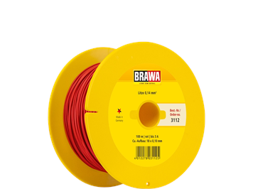 Brawa 3112 Litze 0,14qmm, 100m Spule rot