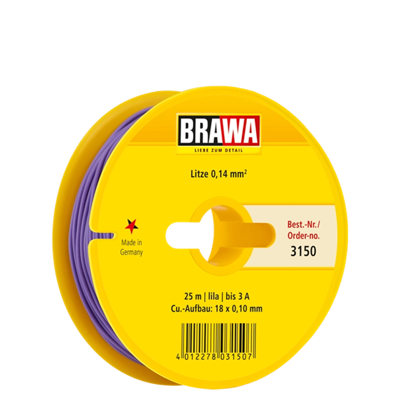 Brawa 3150 Litze 0,14mm lila, 25 m