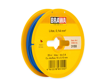 Brawa 3155 Litze 0,14mm blau, 25m