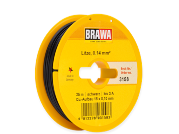 Brawa 3158 Litze 0,14mm schwarz, 25m