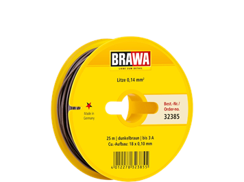 BRAWA 32385 Schaltlitze 0,14 mm2, 25 m Spule, DUNKELBRAUN