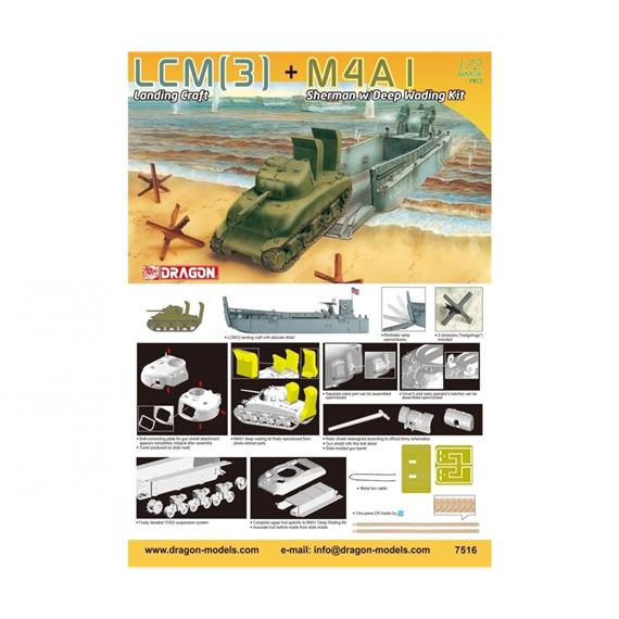 Dragon 7516 LCM(3)+M4A1 Sherman w/DeepWadingKit im Massstab 1:72