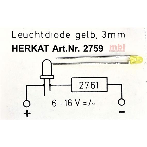 HERKAT 2759 Leuchtdiode gelb, 3 mm