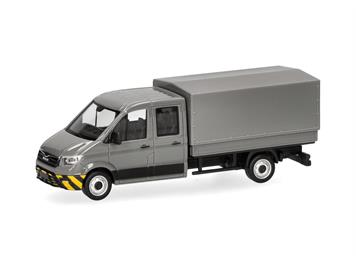 Herpa 098328 MAN TGE Doppelkabine mit Pritsche, grau/gelb - H0 (1:87)