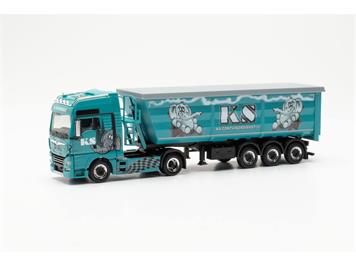 Herpa 316538 MAN TGX XXL Euro 6C Stahlrundmulden-Sattelzug "KS Containerdienst"- H0 (1:87)