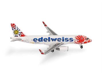 Herpa 537650 Edelweiss Air Airbus A320 “Help Alliance” – HB-JLT - Massstab 1:500