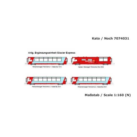 Kato 10-1146 Ergänzungsset "Glacier Express" 4teilig - N (1:160)