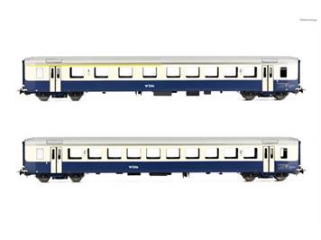 PIKO 96794AC BLS Personenwagenset EWI 1 x AB, 1 x B, AS-türen, Omegalogo, 2teilig, AC