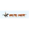 Preiser 10159 Langhornrinder, Cowboy zu Pferd, H0