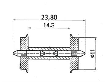 Roco 40193 Radsatz 11 mm geteilte Achse (2)