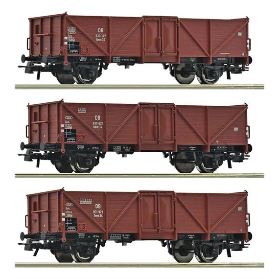 Roco 6600075 3-tlg. Set: Offene Güterwagen, DB - H0 (1:87)