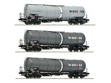 Roco 6600143 3-tlg. Set: Kesselwagen Gattung Zacns, von Wascosa und GATX - H0 (1:87)