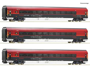 Roco 74042 3-tlg. Set: Railjet, ÖBB, mit Innenbeleuchtung, AC 3L - H0 (1:87)