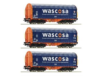 Roco 76009 3-tlg. Set: Schiebeplanenwagen, Wascosa - H0 (1:87)