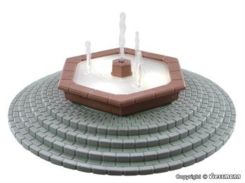 Viessmann 1316 Zierbrunnen mit 4 Fontänen und LED Beleuchtung, Fertigmodell - H0 (1:87)