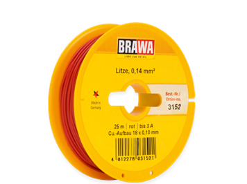 Brawa 3152 Litze 0,14mm rot, 25m