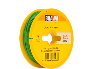 Brawa 3153 Litze 0,14mm grün, 25m