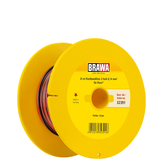 Brawa 32391 Doppellitze 2adrig schwarz/rot, 25 Meter, 0.14 mm²