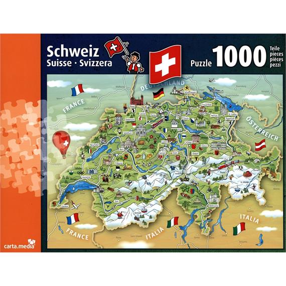 Carta.Media 7221 Puzzle Illustrierte Schweizerkarte (1'000 teilig)