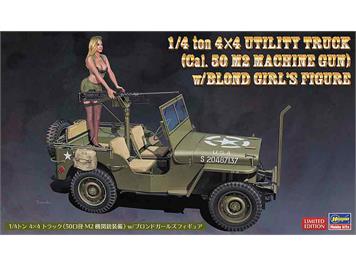 Hasegawa 652283 4x4 Truck mit M2 Maschinengewehr und blonder Frau - Massstab 1:24