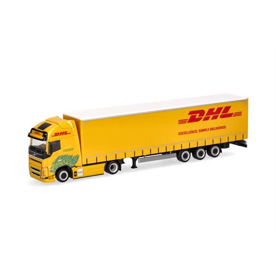 Herpa 318952 Volvo FH GL XL Electric Lowlinergardinenplanen-Sattelzug DHL - Massstab 1:87