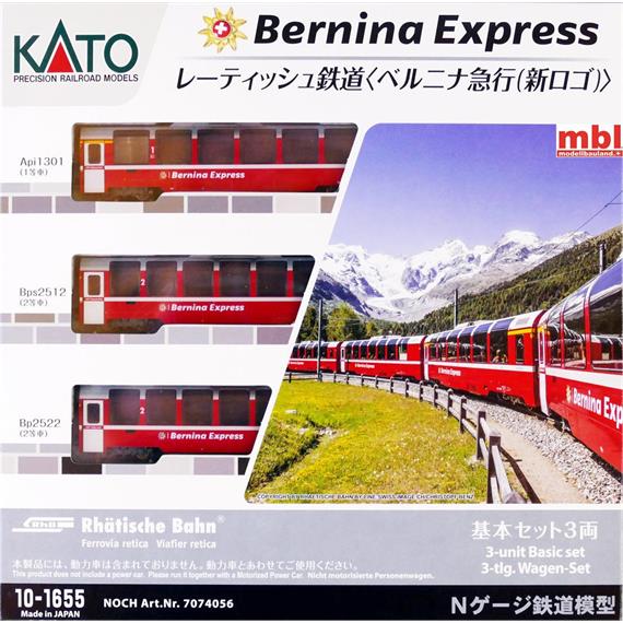 Kato 7074056 (10-1655) Bernina-Express 3-teiliges Personenwagenset - N (1:160)