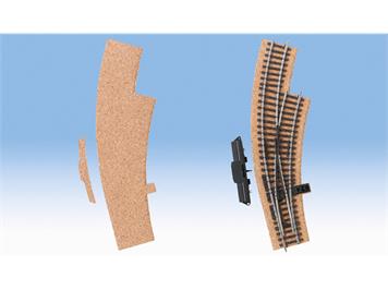 NOCH 50436 Kork-Formteil Bogenweiche rechts 3mm (passend für Märklin Nr. 2269)