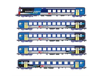 PIKO 96619 SBB Set 5-tlg RE ZUGKRAFT AARGAU, 1x BDt,1x A, 3x B mit IB, Ep. V AC - H0 1:87